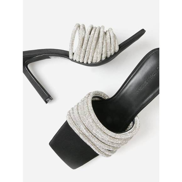 NEW JONATHAN SIMKHAI women's lena multi strap crystal mule in black - Picture 3 of 5